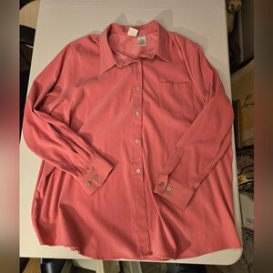 Vintage Pink Oversized Main Street Blues Button Up Polyester Made In Korea